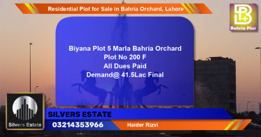 Residential Plot for Sale in Bahria Orchard, Lahore - (BP-96039)