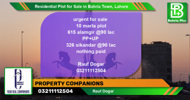 Residential Plot for Sale in Bahria Town, Lahore - (BP-96043)