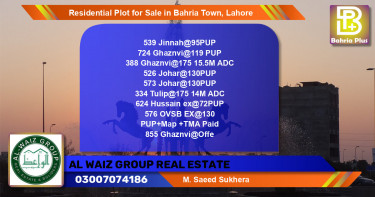 Residential Plot for Sale in Bahria Town, Lahore - (BP-96069)
