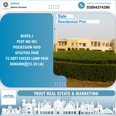 Residential Plot for Sale in Bahria Orchard, Lahore - (BP-96078)