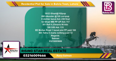 Residential Plot for Sale in Bahria Town, Lahore - (BP-96174)
