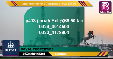 Residential Plot for Sale in Bahria Town, Lahore - (BP-96200)