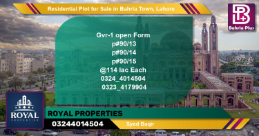 Residential Plot for Sale in Bahria Town, Lahore - (BP-96728)