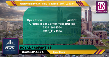 Residential Plot for Sale in Bahria Town, Lahore - (BP-96769)