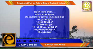 Residential Plot for Sale in Bahria Orchard, Lahore - (BP-96784)