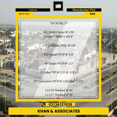 Residential Plot for Sale in Bahria Town, Lahore - (BP-96865)