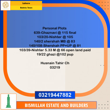 Residential Plot for Sale in Bahria Town, Lahore - (BP-96913)