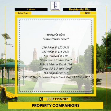 Residential Plot for Sale in Bahria Town, Lahore - (BP-96936)