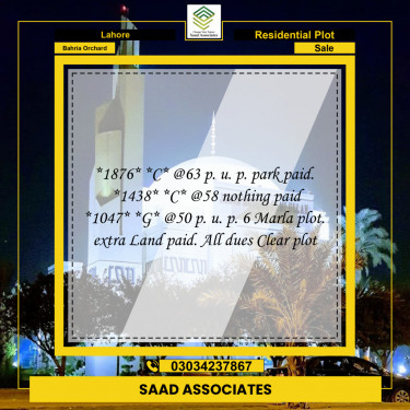 Residential Plot for Sale in Bahria Orchard, Lahore - (BP-96937)