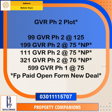 Residential Plot for Sale in Bahria Town, Lahore - (BP-96939)