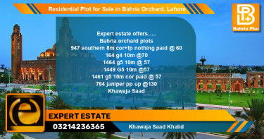 Residential Plot for Sale in Bahria Orchard, Lahore - (BP-96944)
