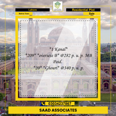 Residential Plot for Sale in Bahria Town, Lahore - (BP-96947)