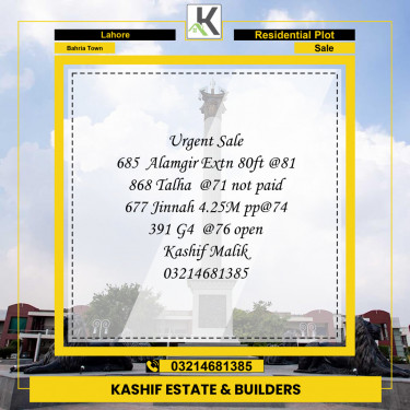 Residential Plot for Sale in Bahria Town, Lahore - (BP-96971)