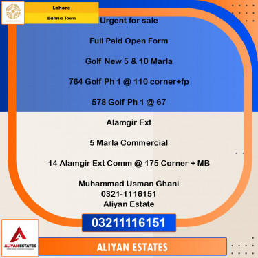 Residential Plot for Sale in Bahria Town, Lahore - (BP-97000)