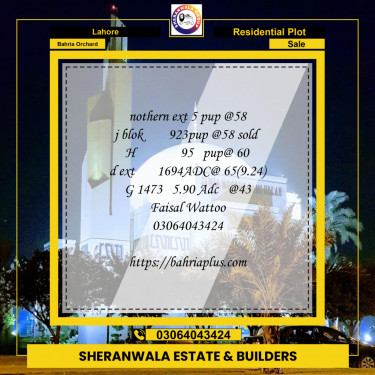 Residential Plot for Sale in Bahria Orchard, Lahore - (BP-97009)