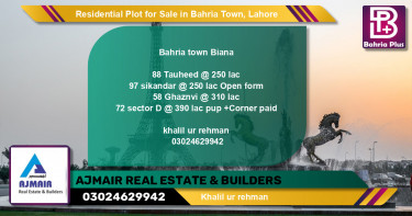 Residential Plot for Sale in Bahria Town, Lahore - (BP-97024)