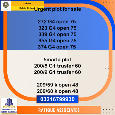 Residential Plot for Sale in Phase 4 - G4 Block -  Bahria Orchard, Lahore - (BP-97035)