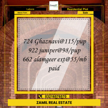 Residential Plot for Sale in Bahria Town, Lahore - (BP-97040)