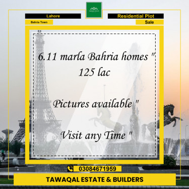 Residential Plot for Sale in Bahria Town, Lahore - (BP-97042)