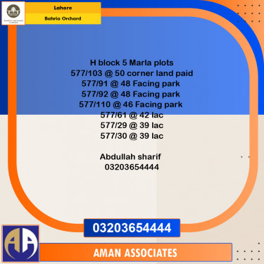 Residential Plot for Sale in Bahria Orchard, Lahore - (BP-97103)