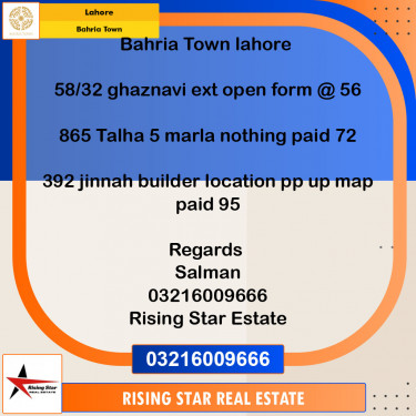 Residential Plot for Sale in Bahria Town, Lahore - (BP-97111)