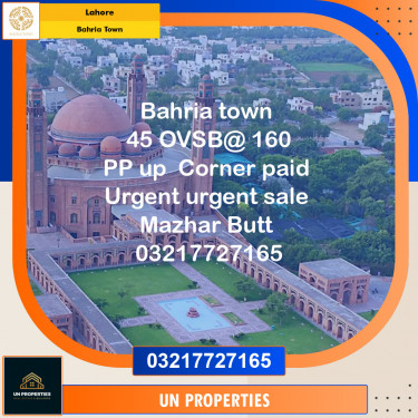 Residential Plot for Sale in Bahria Town, Lahore - (BP-97135)