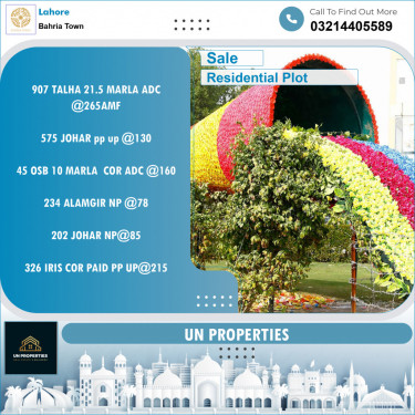 Residential Plot for Sale in Bahria Town, Lahore - (BP-97174)