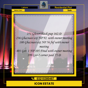 Residential Plot for Sale in Bahria Town, Lahore - (BP-97200)