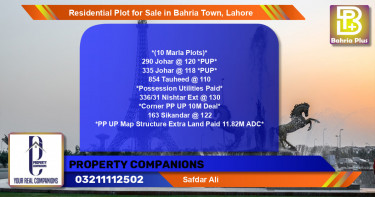 Residential Plot for Sale in Bahria Town, Lahore - (BP-97203)
