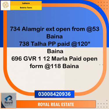 Residential Plot for Sale in Bahria Town, Lahore - (BP-97221)