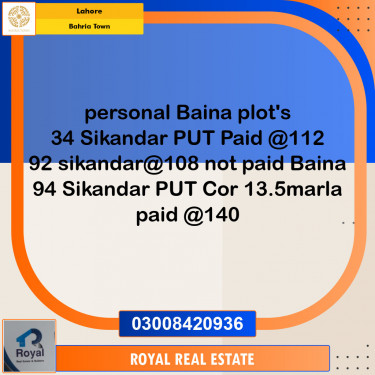 Residential Plot for Sale in Bahria Town, Lahore - (BP-97224)