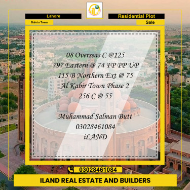 Residential Plot for Sale in Bahria Town, Lahore - (BP-97238)