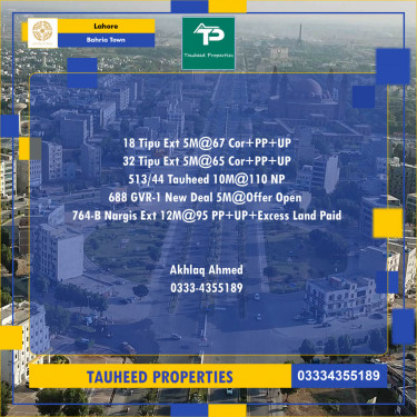 Residential Plot for Sale in Bahria Town, Lahore - (BP-97270)