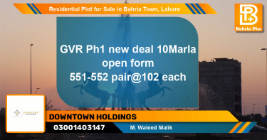 Residential Plot for Sale in Bahria Town, Lahore - (BP-97291)