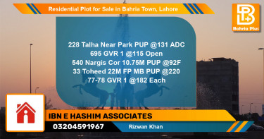 Residential Plot for Sale in Bahria Town, Lahore - (BP-97372)
