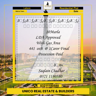 Residential Plot for Sale in Bahria Town, Lahore - (BP-97422)