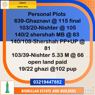 Residential Plot for Sale in Bahria Town, Lahore - (BP-97496)